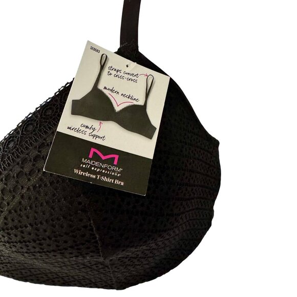 Maidenform Self Expressions Wireless T-Shirt Bra 34C Black Lace NEW NWT - Picture 4 of 6